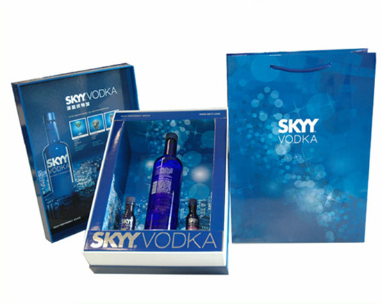 SKYY VODKA高檔禮品酒盒 雙銅紙裱瓦楞燙金工藝